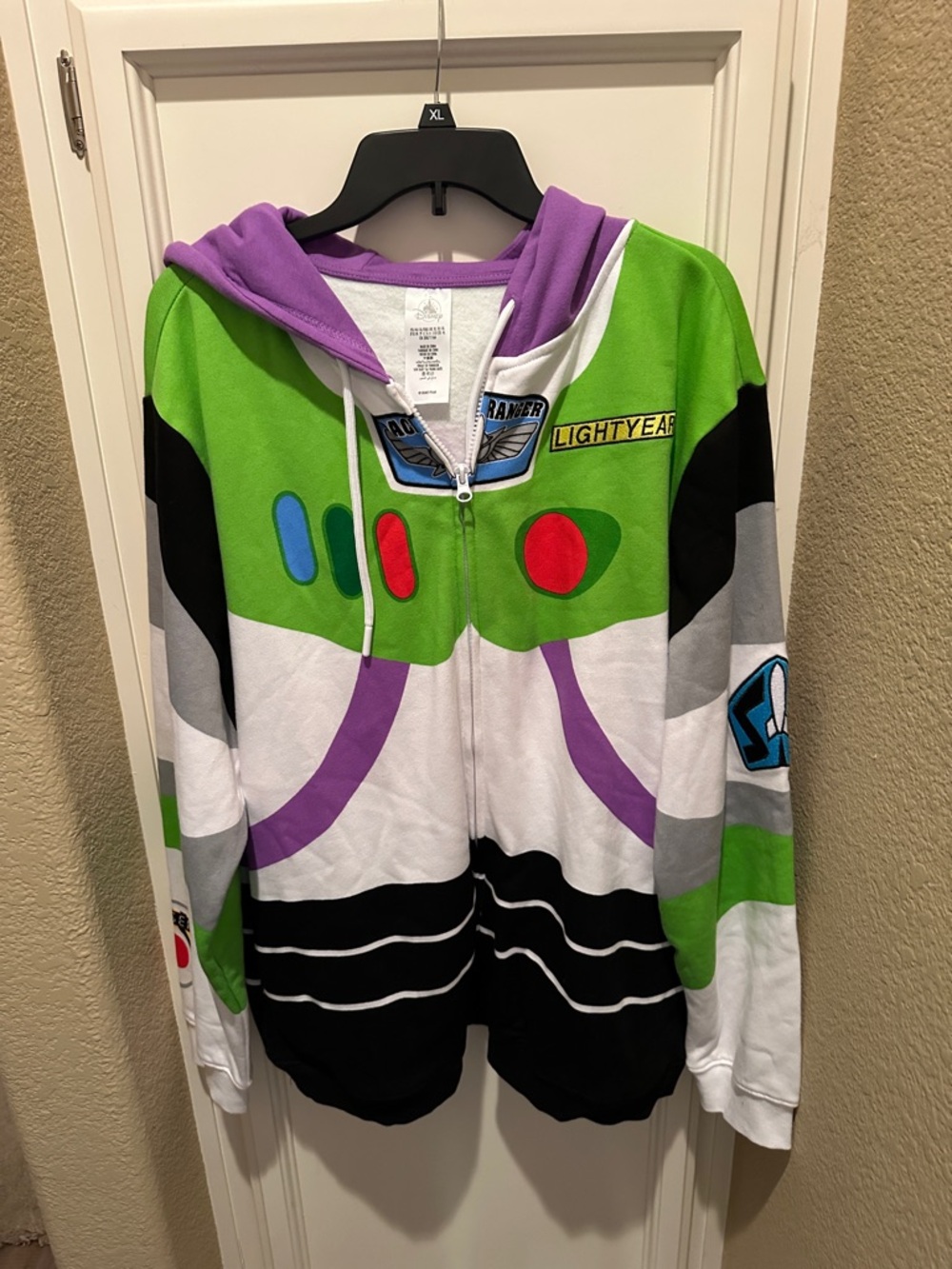 Disney BRAND NEW- Buzz Lightyear Costume Zip-Up Hoodie - Green, White, Purple
